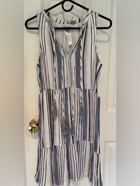Tommy Bahama Striped Sleeveless Tie-Front Midi Dress